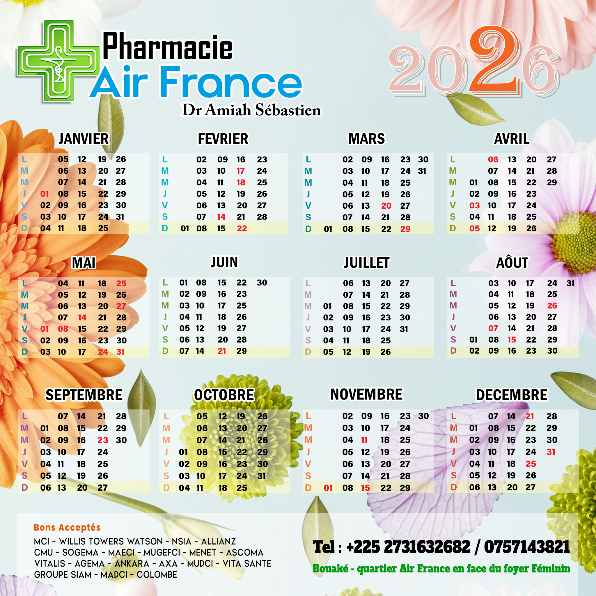 Calendrier magnétique - A personnaliser